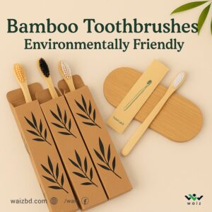 Natural Bamboo Toothbrush - Family Combo (For Adult- 4 Pcs & Kids - 2 pcs)