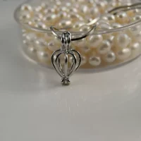 Pearlina Sterling Silver Heart Cage Locket Necklace