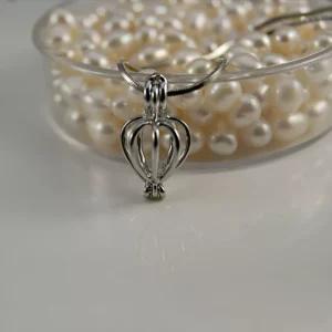Pearlina Sterling Silver Heart Cage Locket Necklace