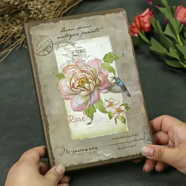 Vintage Retro Diary Notebook-Rose and Magpie