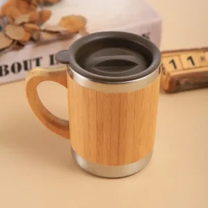 Natural Bamboo Aesthetic Insulated Mug