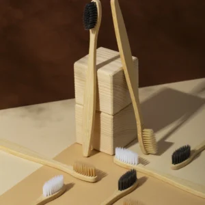 Premium Adult Bamboo Toothbrush Set – Eco-Friendly Pack of 6 (3 colour)